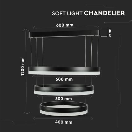 LED Димируем пендел LED/86W/230V 3000K черен