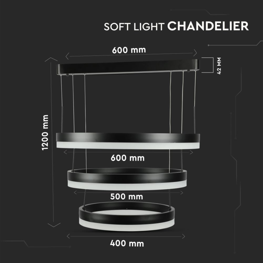 LED Димируем пендел LED/86W/230V 3000K черен