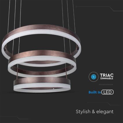 LED Димируем пендел LED/86W/230V 3000K кафяв