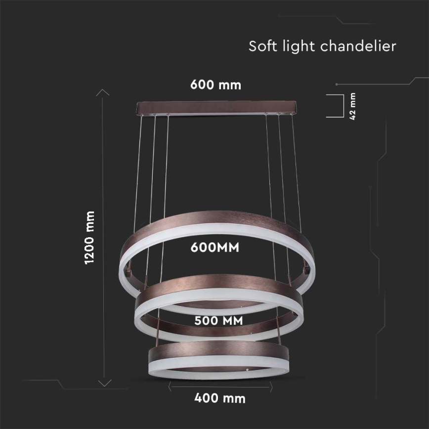 LED Димируем пендел LED/86W/230V 3000K кафяв