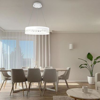 LED Димируем кристален полилей на връв LED/90W/230V 3000-6500K бял + дистанционно управление