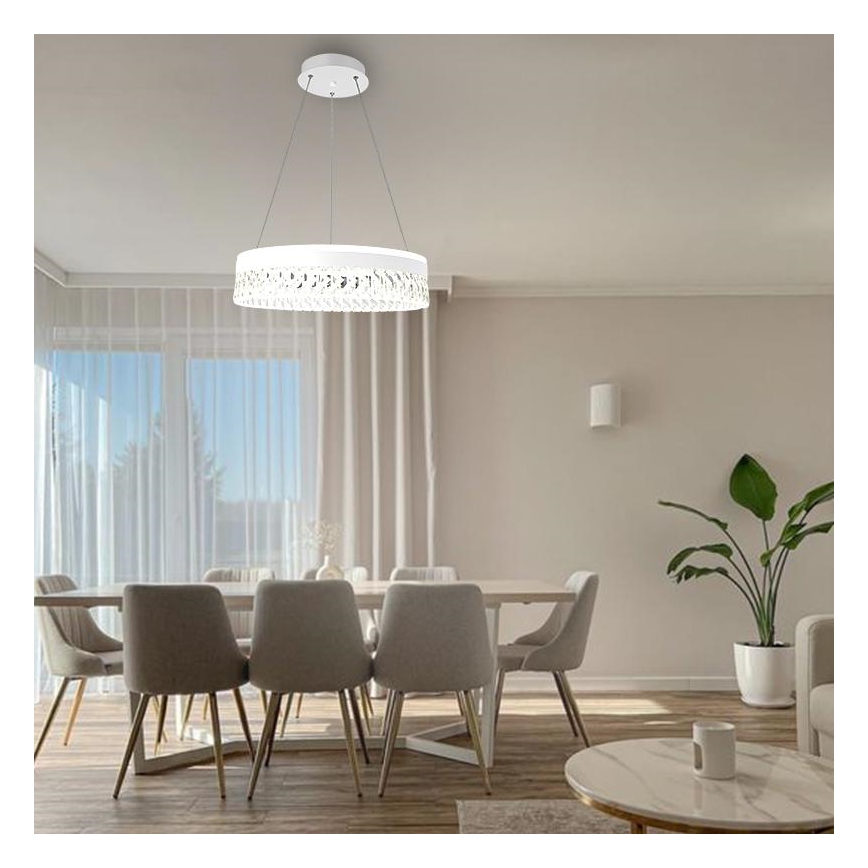 LED Димируем кристален полилей на връв LED/90W/230V 3000-6500K бял + дистанционно управление