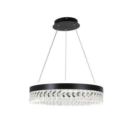 LED Димируем кристален полилей на връв LED/90W/230V 3000-6500K черен + дистанционно управление