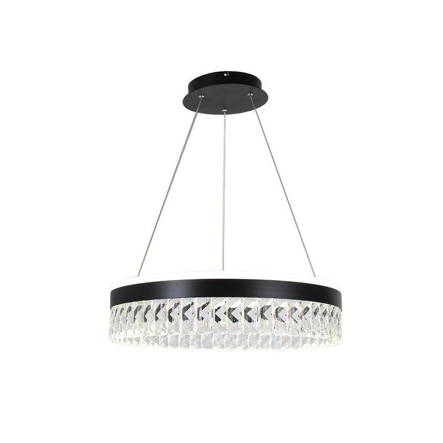 LED Димируем кристален полилей на връв LED/90W/230V 3000-6500K черен + дистанционно управление