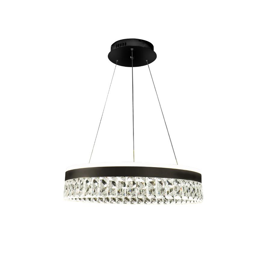LED Димируем кристален полилей на връв LED/90W/230V 3000-6500K черен + дистанционно управление