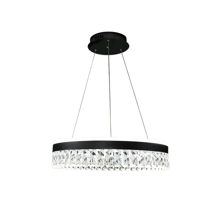 LED Димируем кристален полилей на връв LED/90W/230V 3000-6500K черен + дистанционно управление