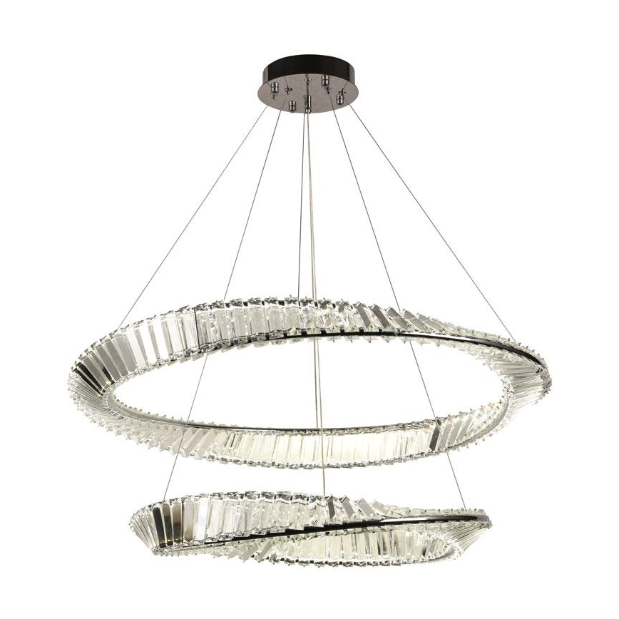 LED Димируем кристален полилей на нишка LED/90W/230V 3000-6500K лъскав хром + дистанционно управление