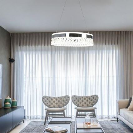 LED Димируем кристален полилей на нишка LED/90W/230V 3000-6500K лъскав хром + дистанционно управление