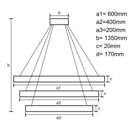 LED Димируем пендел LED/90W/230V 3000-6500K Ø 60 см + дистанционно управление