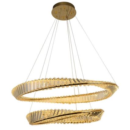 LED Димируем кристален полилей на връв LED/90W/230V 3000-6500K златист/хром + дистанционно управление