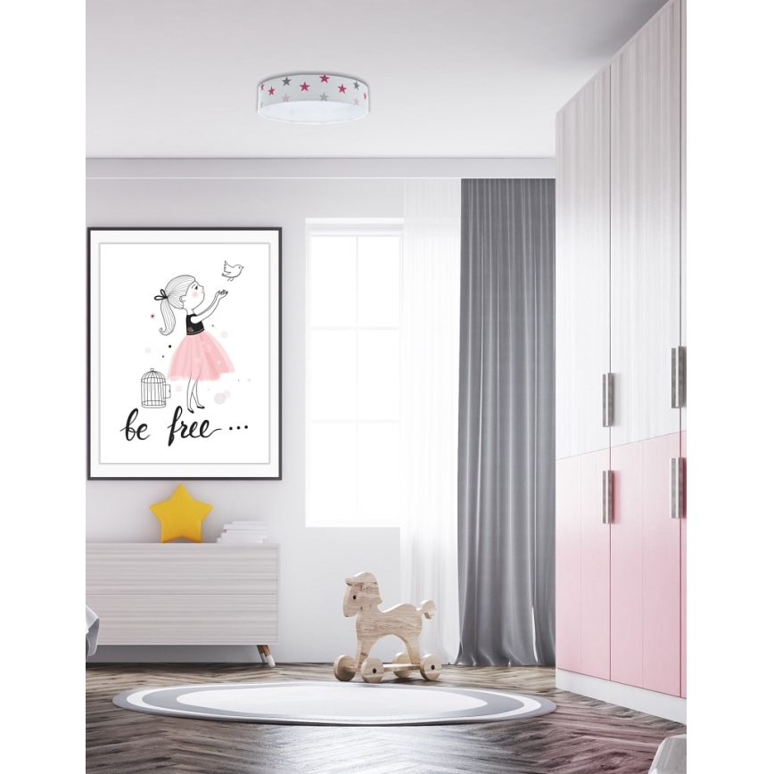 LED Димируем детски плафон SMART GALAXY KIDS LED/24W/230V 3000-6500K звезди бял/розов/сив  + дистанционно
