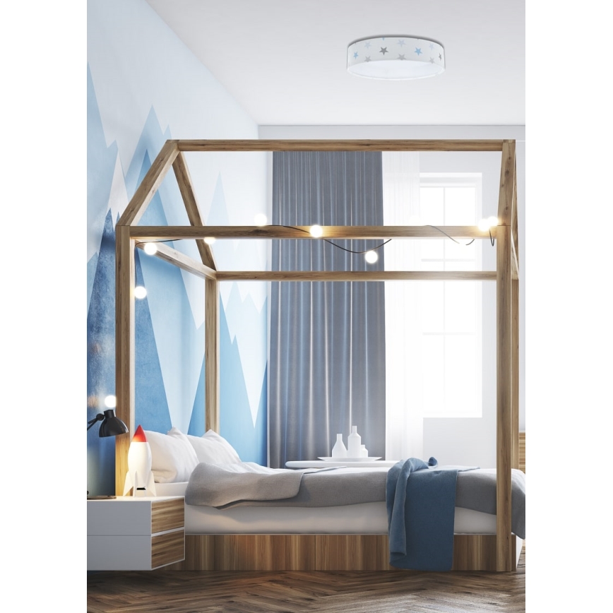 LED Димируем детски плафон SMART GALAXY KIDS LED/24W/230V 3000-6500K звезди бял/сив/син + дистанционно