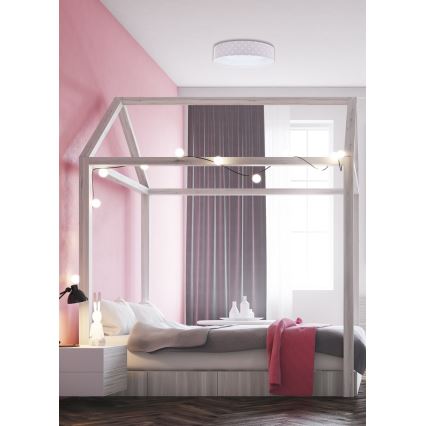 LED Димируем детски плафон SMART GALAXY KIDS LED/24W/230V 3000-6500K звезди розов/бял + дистанционно