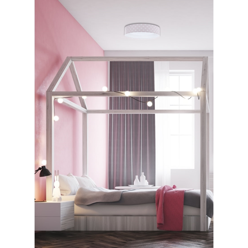 LED Димируем детски плафон SMART GALAXY KIDS LED/24W/230V 3000-6500K звезди розов/бял + дистанционно