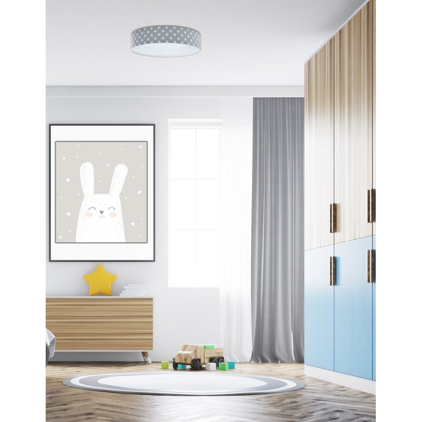 LED Димируем детски плафон SMART GALAXY KIDS LED/24W/230V 3000-6500K звезди сив/бял + дистанционно