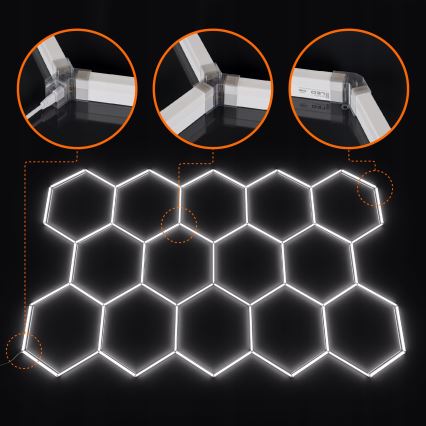 LED димируемо таванно осветително тяло HEXAGON LED/570W/85-265V 5000K 522x298 cm CRI 90 IP54 бяло