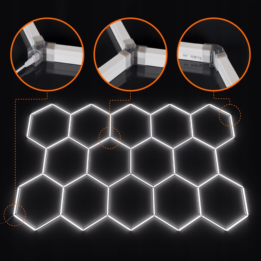 LED димируемо таванно осветително тяло HEXAGON LED/570W/85-265V 5000K 522x298 cm CRI 90 IP54 бяло
