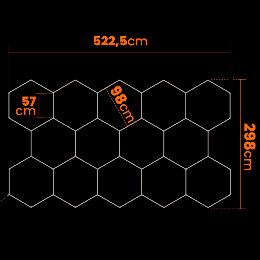 LED димируемо таванно осветително тяло HEXAGON LED/570W/85-265V 5000K 522x298 cm CRI 90 IP54 бяло
