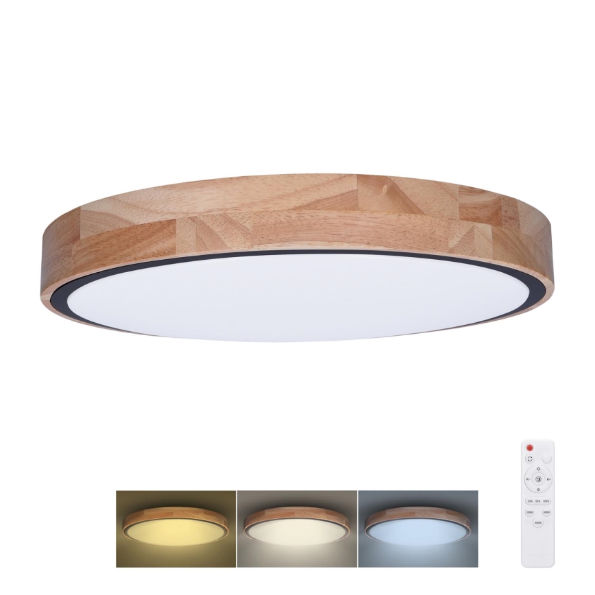 LED Димируем плафон IRON OAK LED/60W/230V 3000-6500K дъб Ø 51 см + дистанционно управление