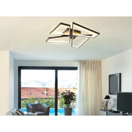 LED Димируем плафон LED/115W/230V 3000-6500K черен + дистанционно управление