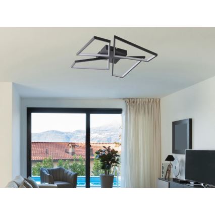 LED Димируем плафон LED/115W/230V 3000-6500K черен + дистанционно управление