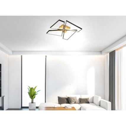 LED Димируем плафон LED/115W/230V 3000-6500K кафяв/черен + дистанционно управление