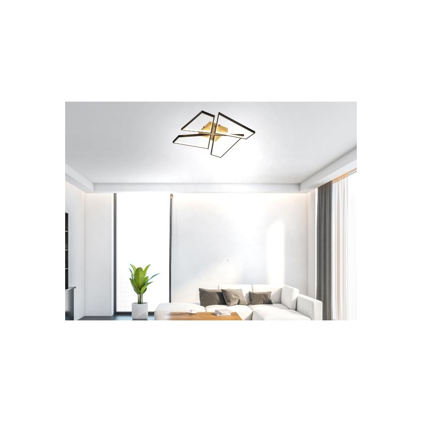 LED Димируем плафон LED/115W/230V 3000-6500K кафяв/черен + дистанционно управление