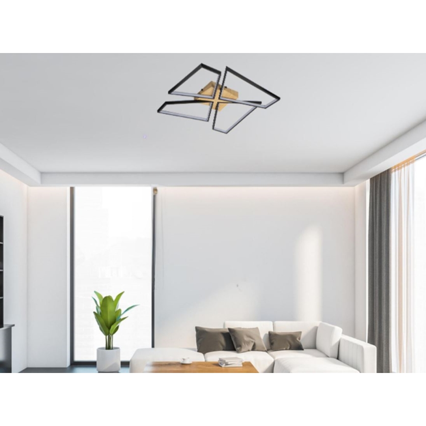 LED Димируем плафон LED/115W/230V 3000-6500K кафяв/черен + дистанционно управление