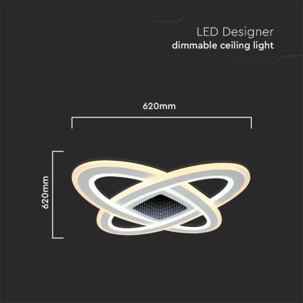 LED Димируем плафон LED/130W/230V 3000-6500K + дистанционно управление