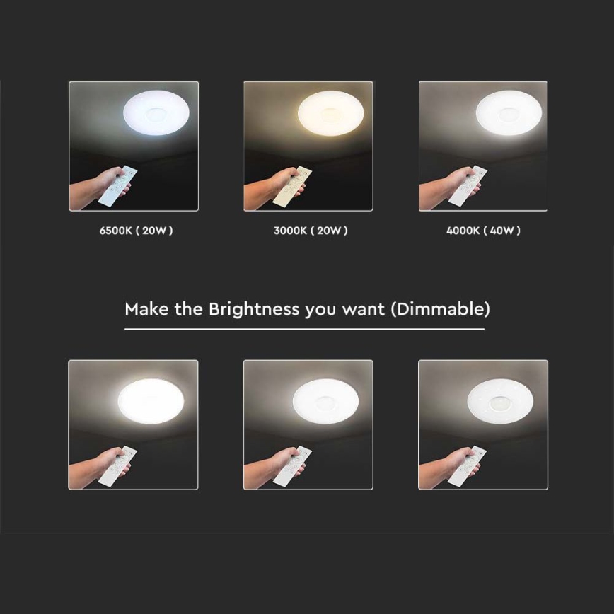 LED Димируем плафон LED/40W/230V 3000/4000/6500K + дистанционно управление