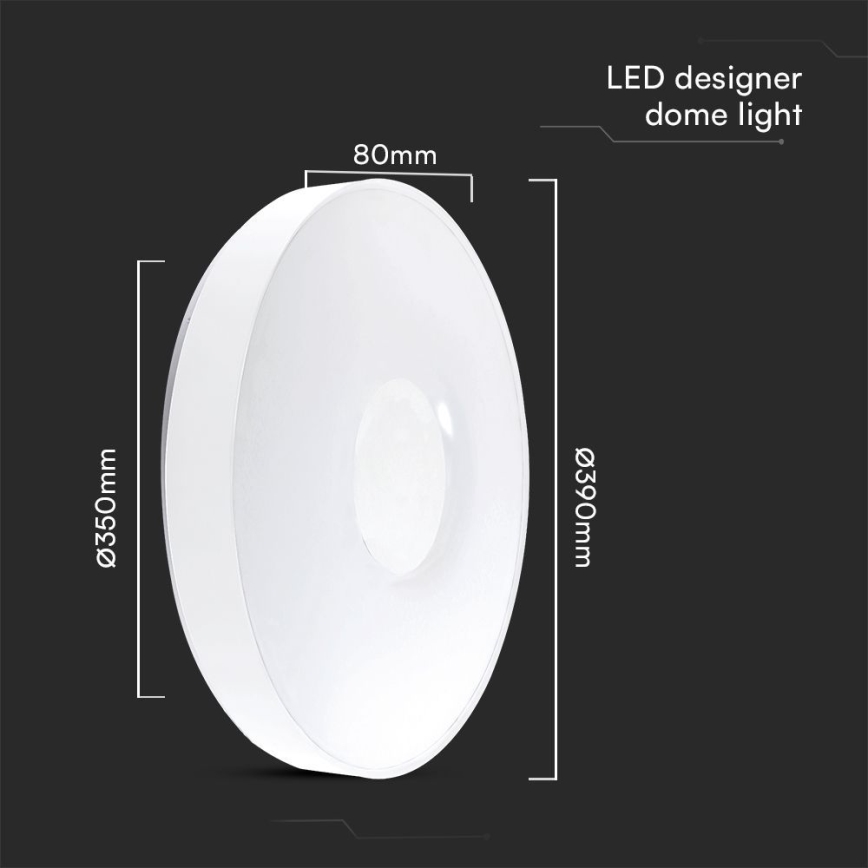 LED Димируем плафон LED/40W/230V 3000-6500K 39 см бял + дистанционно управление