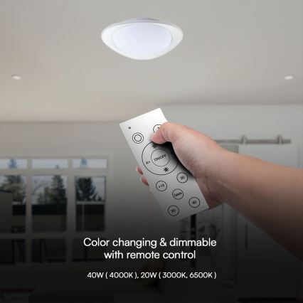 LED Димируем плафон LED/40W/230V 3000-6500K 45 см бял + дистанционно управление