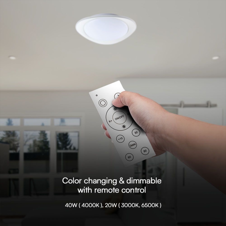 LED Димируем плафон LED/40W/230V 3000-6500K 45 см бял + дистанционно управление