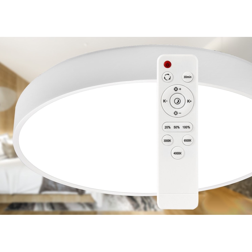 LED Димируем плафон LED/40W/230V 3000-6500K Ø 40 см бял + дистанционно управление