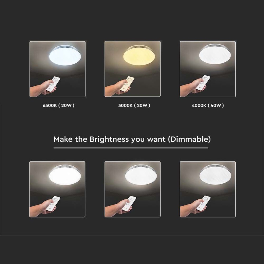 LED Димируем плафон LED/40W/230V 3000K/4000K/6500K + дистанционно