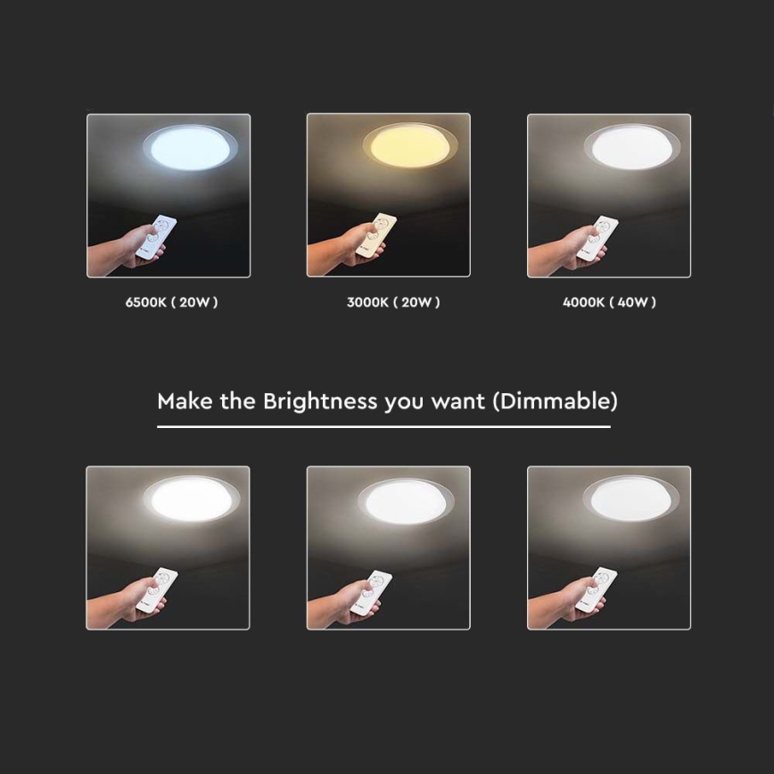 LED Димируем плафон LED/40W/230V 3000K/4000K/6500K + дистанционно