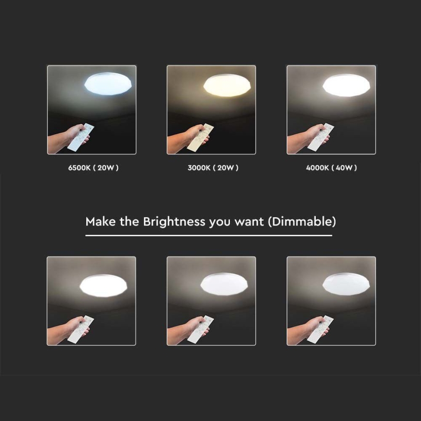 LED Димируем плафон LED/40W/230V 3000K/4000K/6500K Ø 38,8 см + дистанционно управление