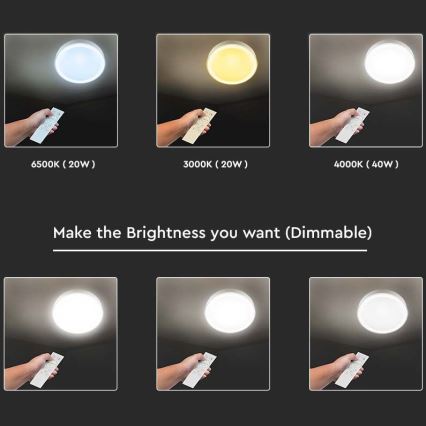 LED Димируем плафон LED/40W/230V 3000K/4000K/6500K + дистанционно