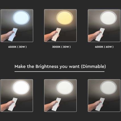 LED Димируем плафон LED/40W/230V 3000K/4000K/6500K + дистанционно