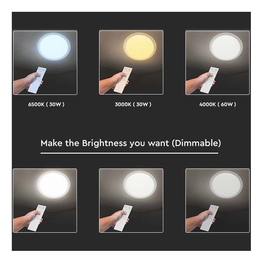 LED Димируем плафон LED/40W/230V 3000K/4000K/6500K + дистанционно
