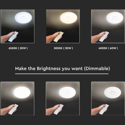 LED Димируем плафон LED/40W/230V 3000K/4000K/6500K + дистанционно