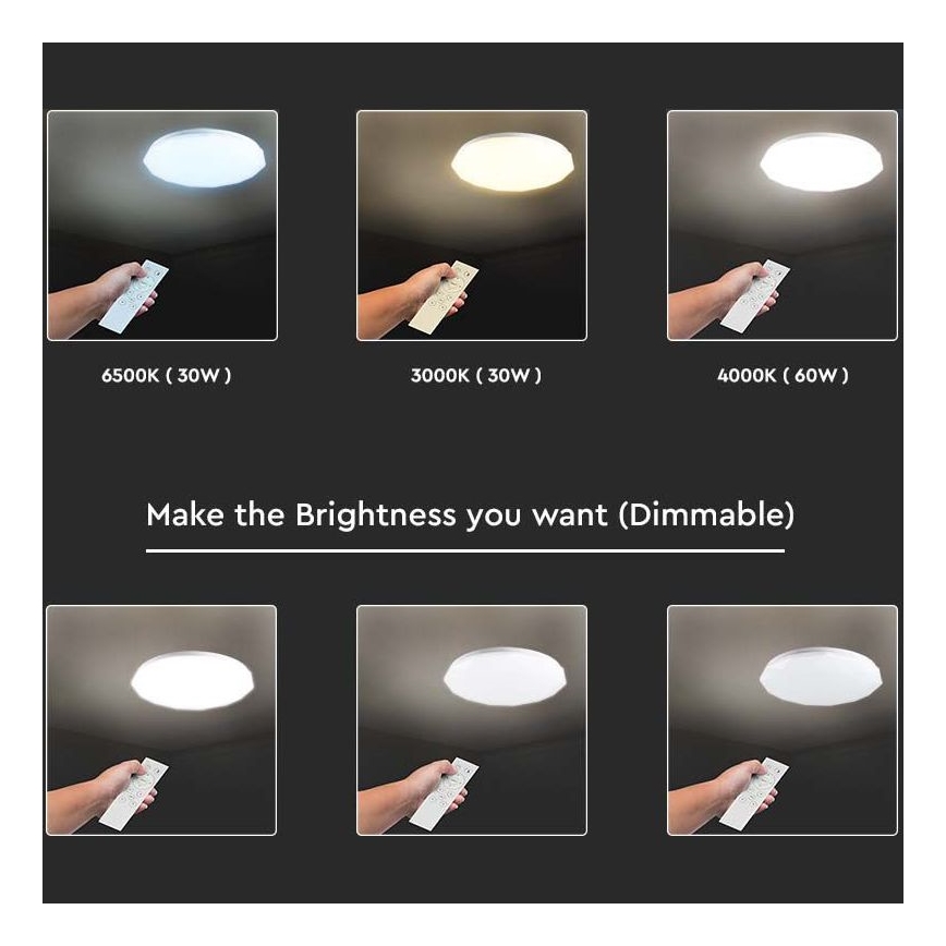 LED Димируем плафон LED/40W/230V 3000K/4000K/6500K + дистанционно