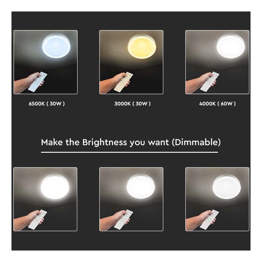 LED Димируем плафон LED/40W/230V 3000K/4000K/6500K + дистанционно