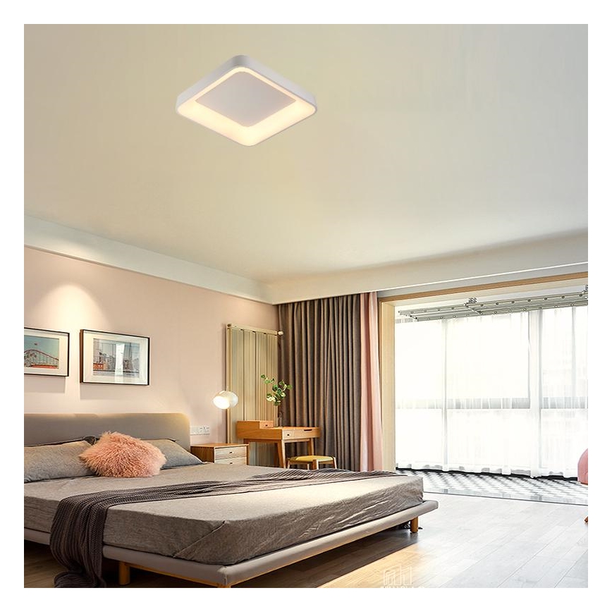 LED Димируем плафон LED/45W/230V 3000-6500K бял + дистанционно управление