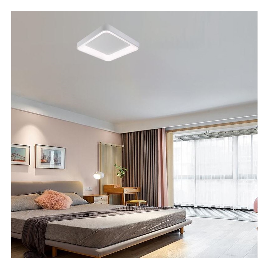 LED Димируем плафон LED/45W/230V 3000-6500K бял + дистанционно управление