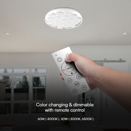 LED Димируем плафон LED/60W/230V 3000/4000/6500K + дистанционно управление