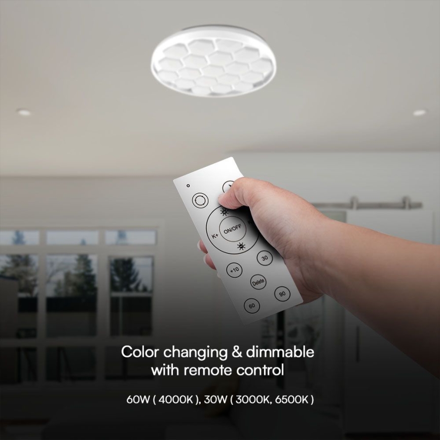 LED Димируем плафон LED/60W/230V 3000/4000/6500K + дистанционно управление