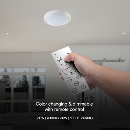LED Димируем плафон LED/60W/230V 3000-6500K 49,2 см бял + дистанционно управление