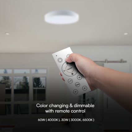 LED Димируем плафон LED/60W/230V 3000-6500K 49,5 см бял + дистанционно управление