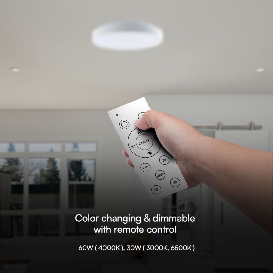 LED Димируем плафон LED/60W/230V 3000-6500K 49,5 см бял + дистанционно управление